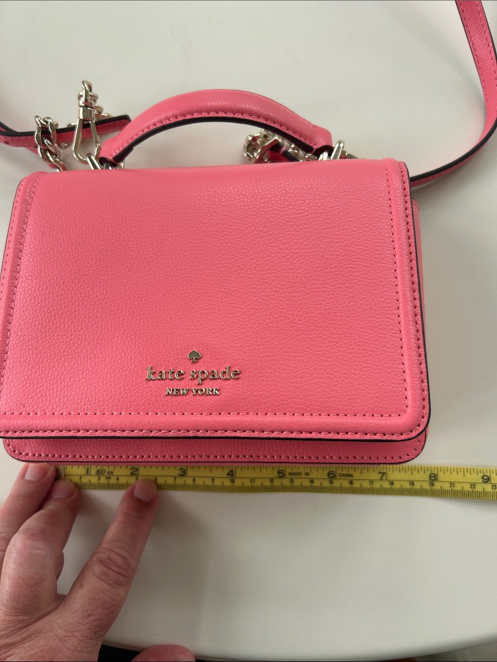 kate spade Coral Pink Pebbled Leather Top-Handle Satchel with detachable strap - Picture 5 of 6